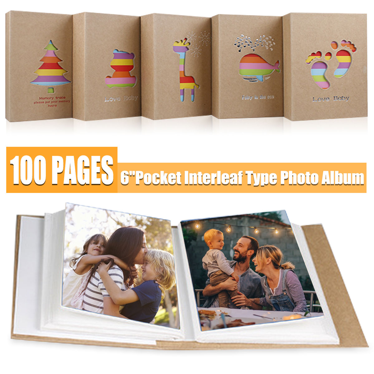 4R 6 Inch 100 Pagina 'S Pocket Interleaf Type Fotoalbum Foto Opslag Frame Baby Bruiloft Familie Geheugen Foto 'S Opslag Hold case