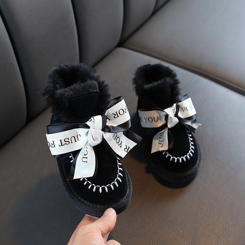 Kinderschoenen sneeuwlaarzen unisex winter dikke pluche schoenen meisjes warme schoenen kinderen korte martin laarzen student  d838: Zwart / 27