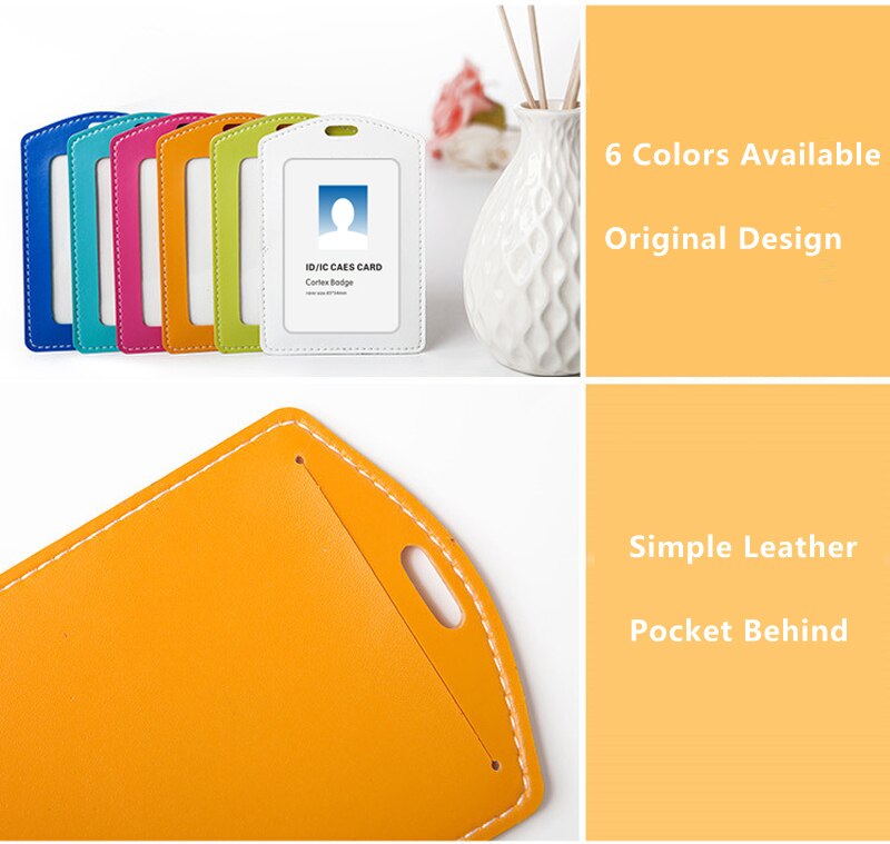 Price Soft PU Leather ID Card Holder Horizontal/Vertical Without Lanyard, for Students/Business/Staff,