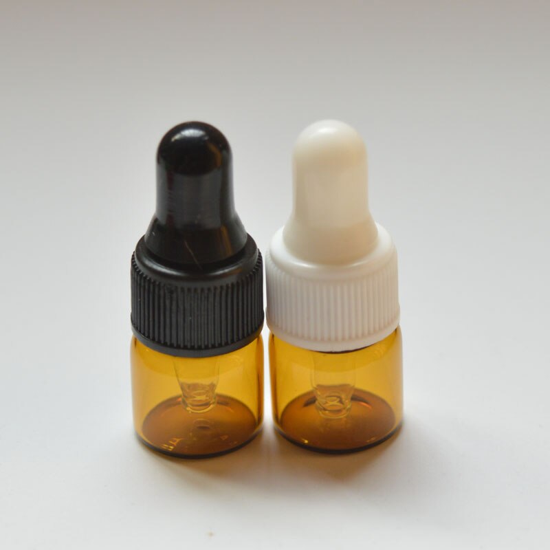 10 stuks/partij 1ml amberkleurige kleine flesjes parfumdruppelaar voor etherische olie glazen druppelflesjes