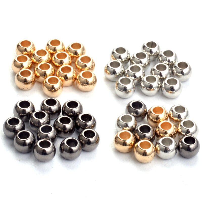 100 stücke Flache Runde CCB Acryl Spacer Perlen Große Loch Schal Perlen für schmuck machen, über 4mm 6mm 8mm 10mm 12mm