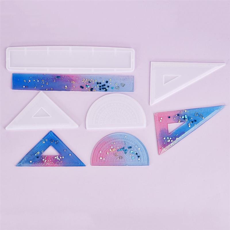 DIY Ruler Protractor Triangle Ruler Square Ruler School Supplies UV Epoxy Mold Silicone Mold Jewelry Casting Tools