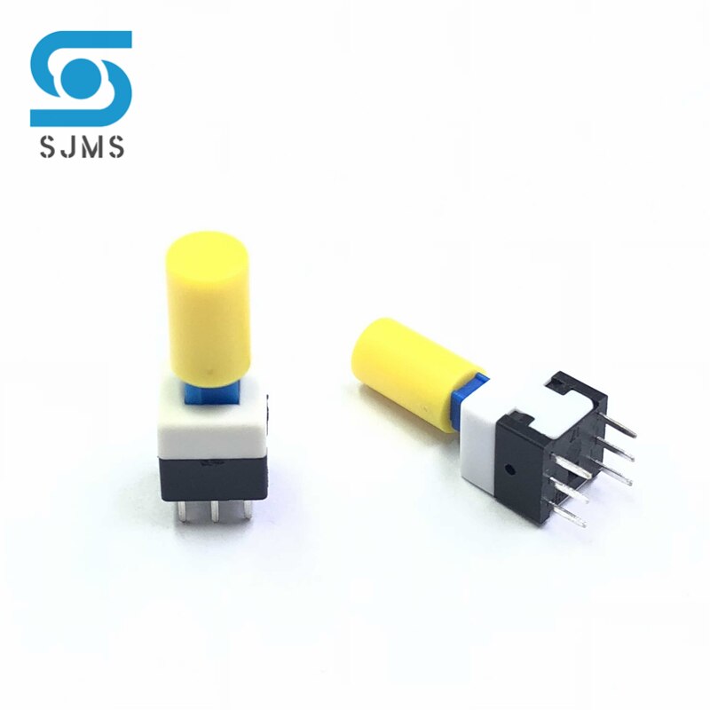 Interruptor de botón táctil autoblocante, 5,8x5,8 MM, 7x7MM, 8x8MM, 8,5x8,5 MM, microinterruptor de reinicio, tapa táctil A04, 10 unidades: XXL / YELLOW