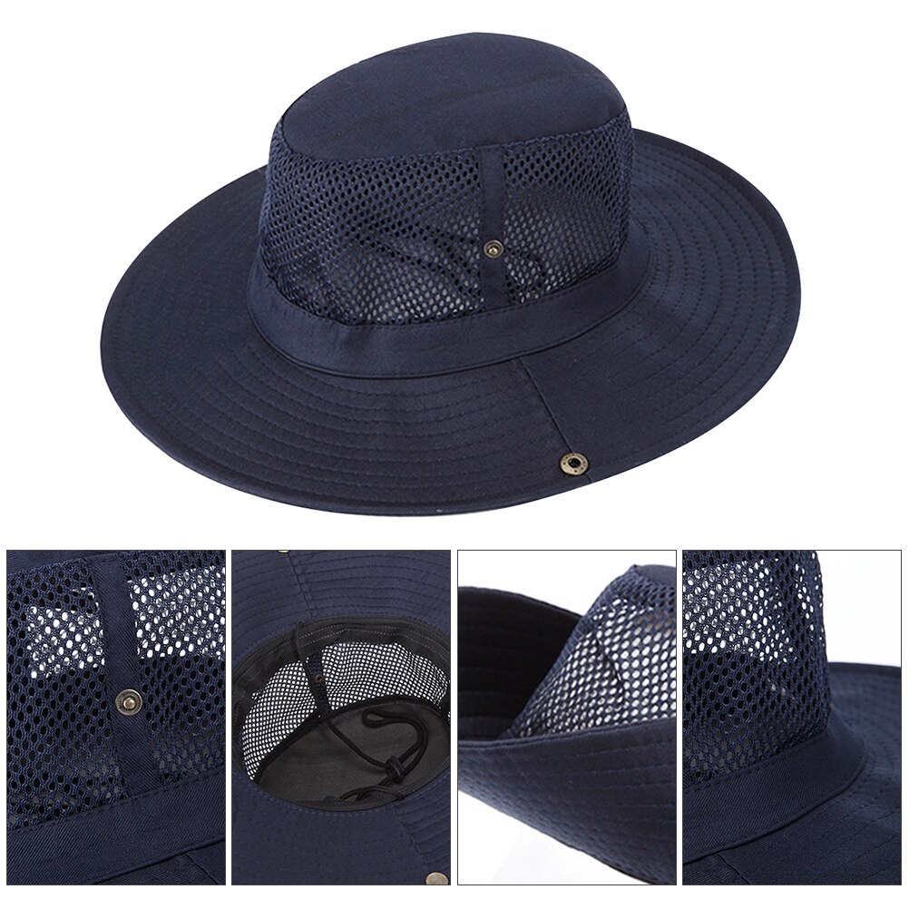 Mesh Fisherman Hat Summer Simple Bucket Hat Large Brim UV Sun Hat