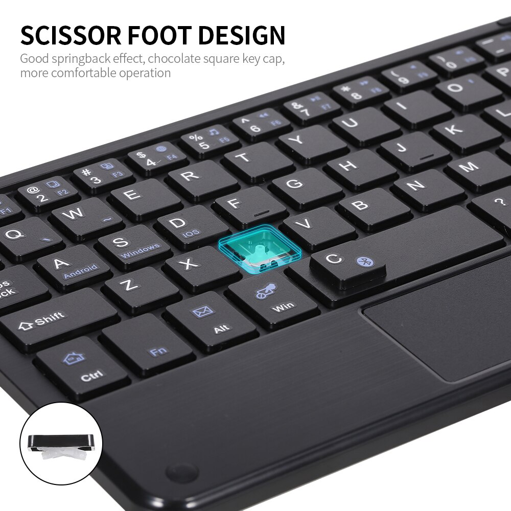 Wireless BT 3.0 Keyboard 59 Keys Ultra-slim Mini BT Keyboard Touch Pad Support Android Windows iOS for Laptop Phone Tablet