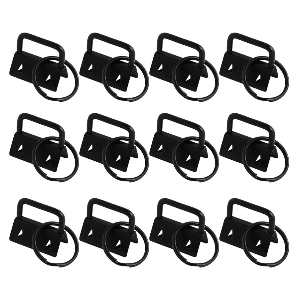 50Pcs DIY Fabric Hardware Key Chain Fob Wristlet Hardware with Key Ring for Lanyard Luggage Strap Accessories（25mm, Silver): Black