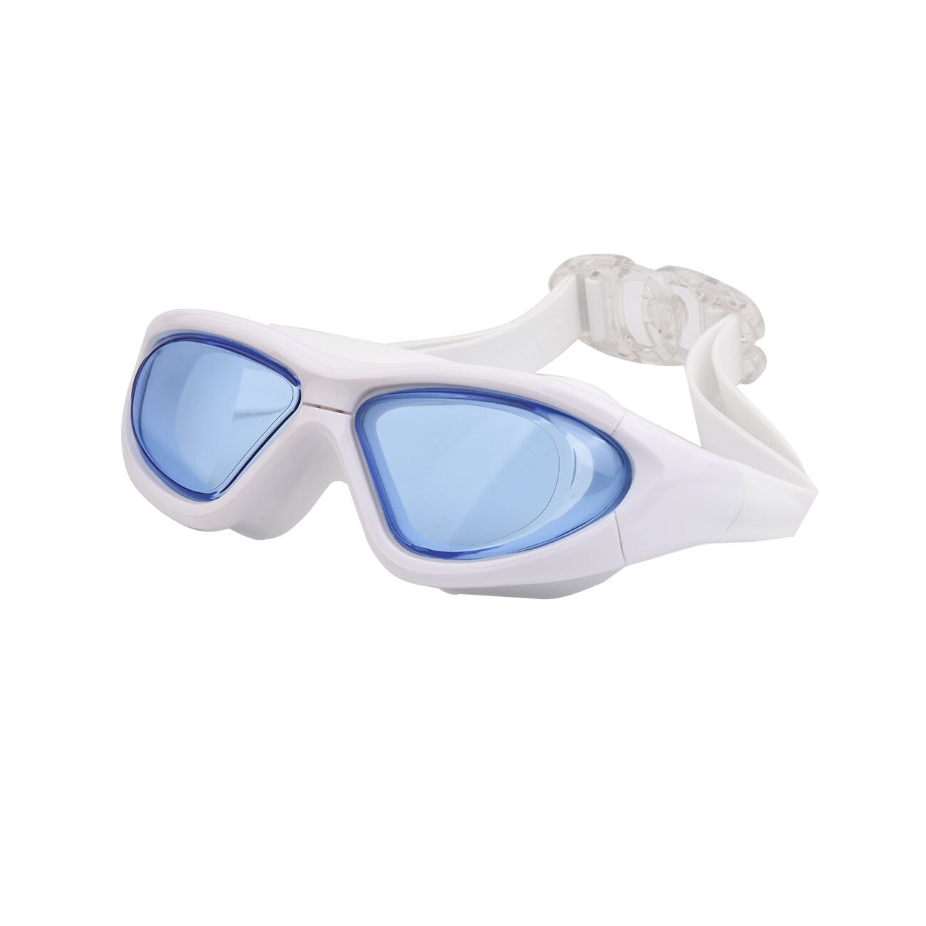Gafas de natación graduadas para miopía, lentes ópticos de silicona para piscina, antiniebla, impermeables, para hombres y mujeres: White with Blue