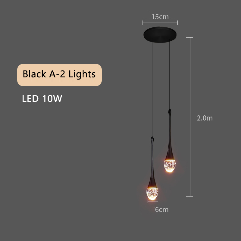 Plafonnier LED suspendu en forme de goutte d'eau, luxueux, éclairage d'intérieur, luminaire décoratif de plafond, idéal pour un salon, une chambre à coucher ou un bar