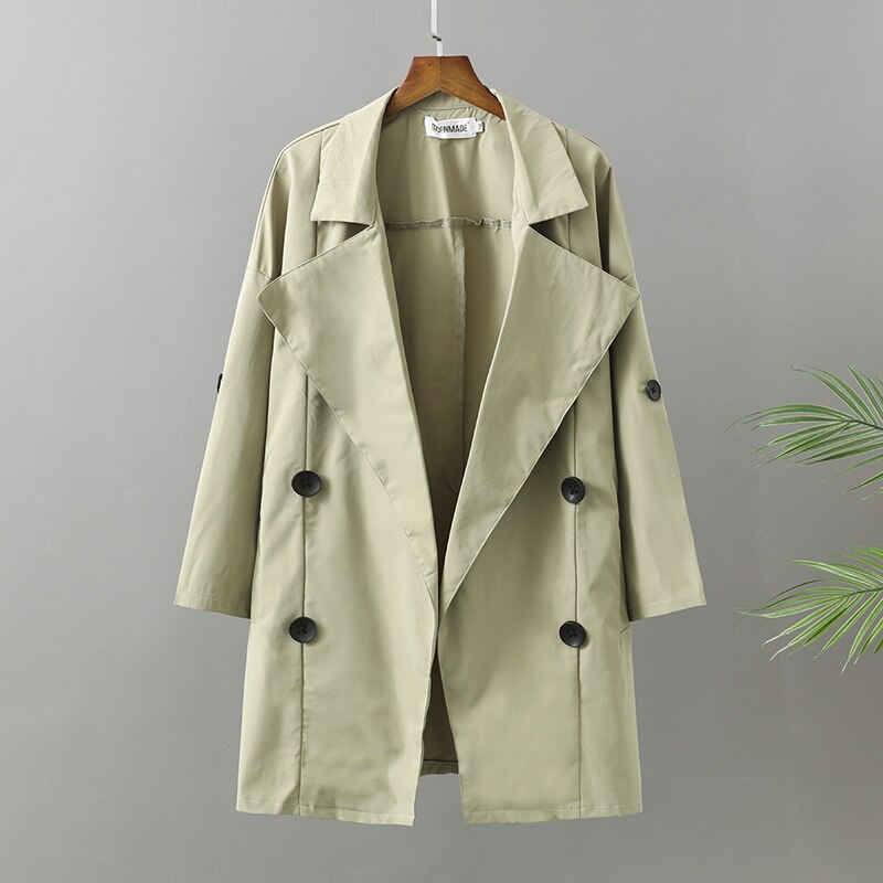 Frauen Kleidung Graben Mantel Plus Größe Frühling Frauen Casual Zweireiher Oberbekleidung Klassische Jacke: green / 6XL