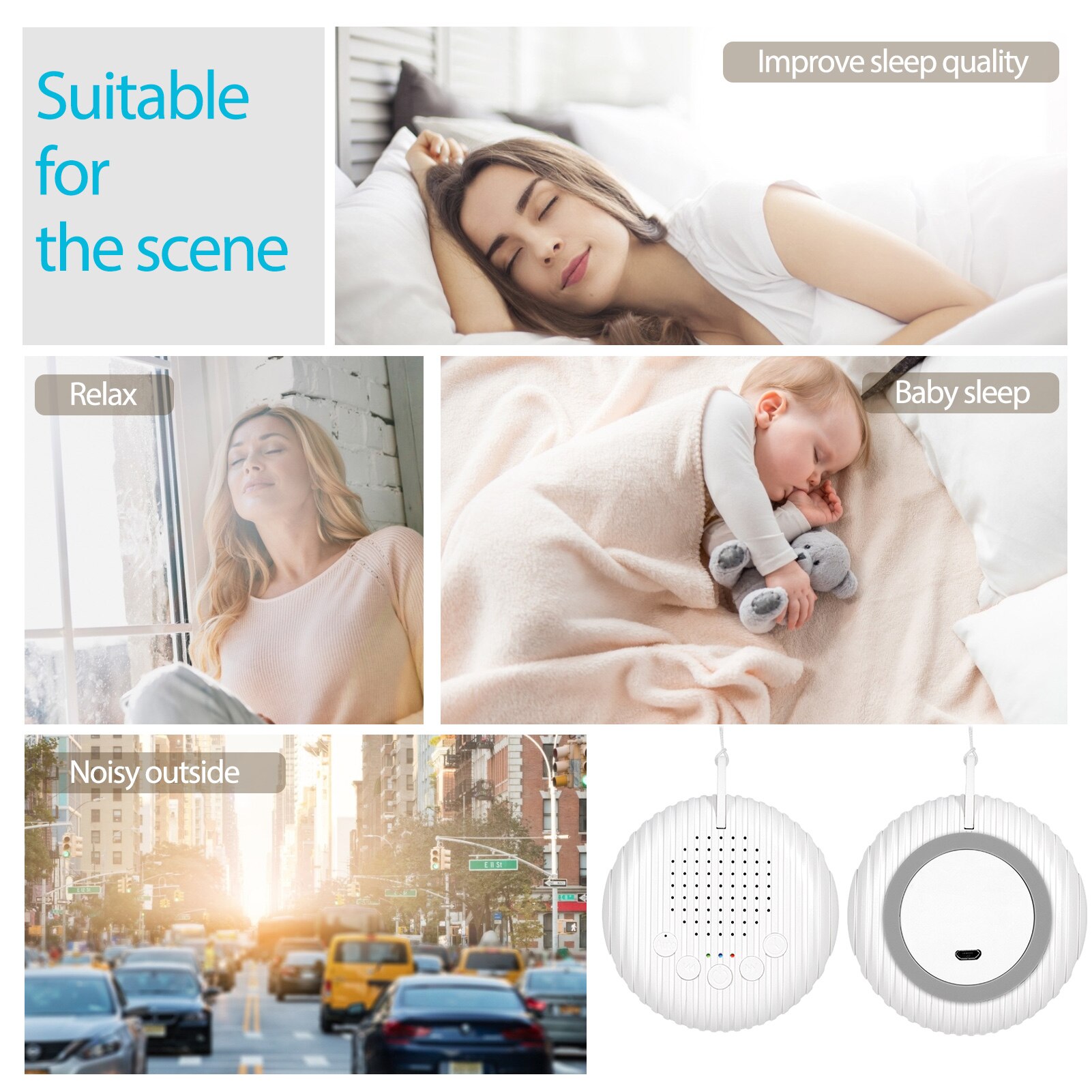 Witte Ruis Machine Sleep Sound Machine Voor Slapen & Ontspanning Voor Baby Volwassen Kantoor Reizen Ingebouwde Usb Oplaadbare Timer