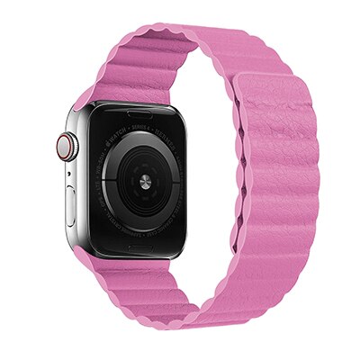 Magnetisk rem til apple watch læderløkke til apple watch rem 44mm 40mm erstatning iwatch series 5 4 3 2 1 urremme: Lyserød / For 42mm og 44mm