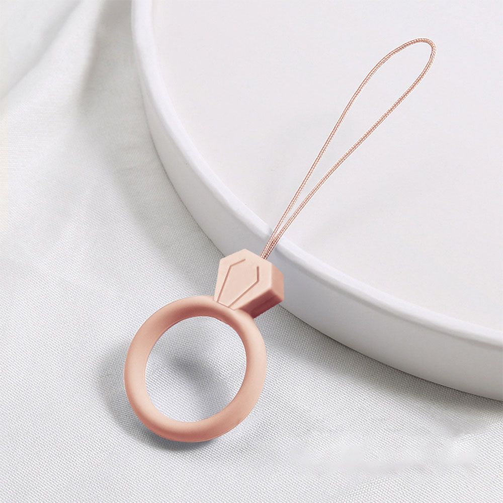 Universal Shatter-resistant Anti-lost Pendant Ring Strap Silicone Ring Mobile Phone Lanyard Keys Phones Strap: pink