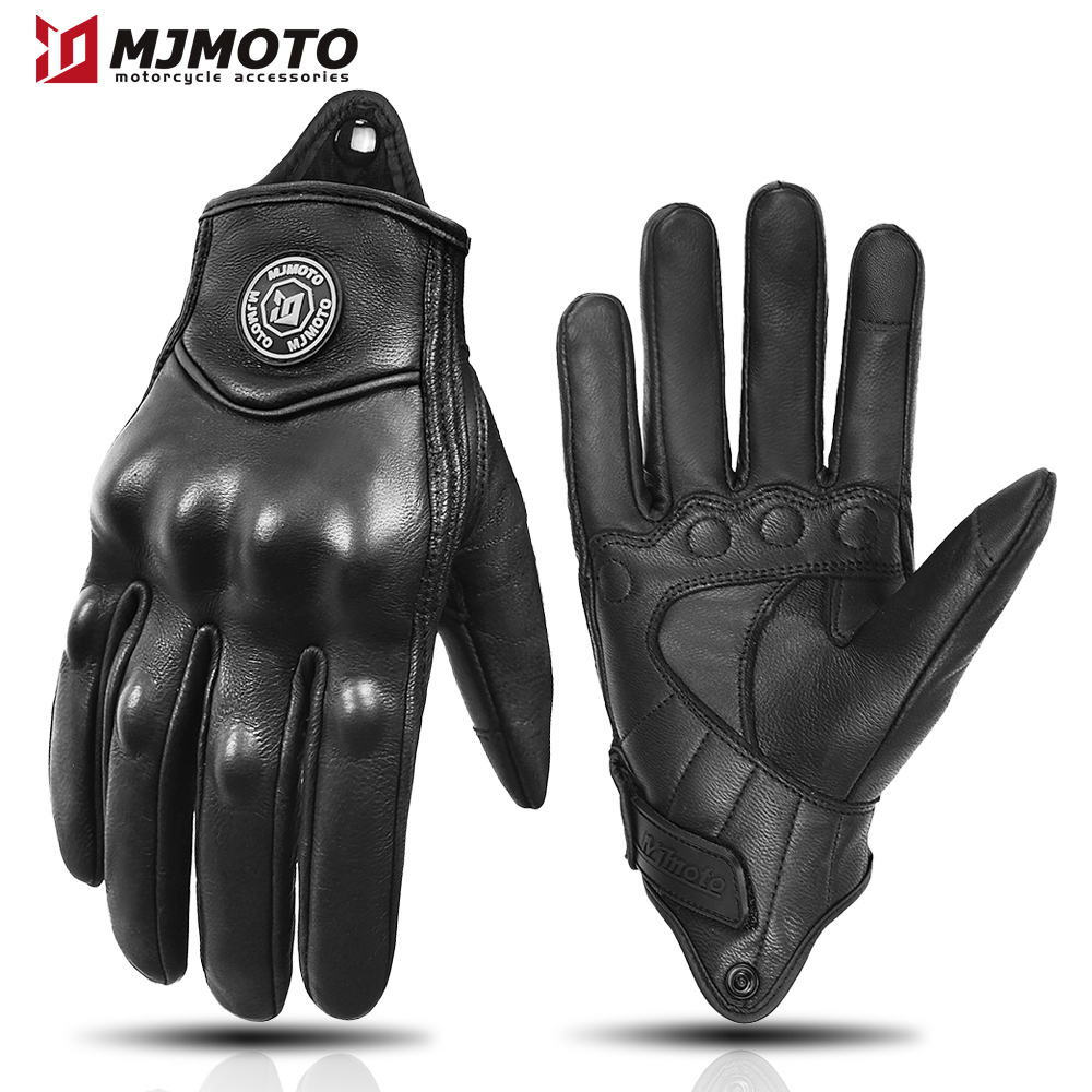 MJMOTO Gloves Long Protective Motorcycle Gloves Carbon Fiber Gloves Retro Leather Gloves Motorbike Cycling Gloves CE Certified