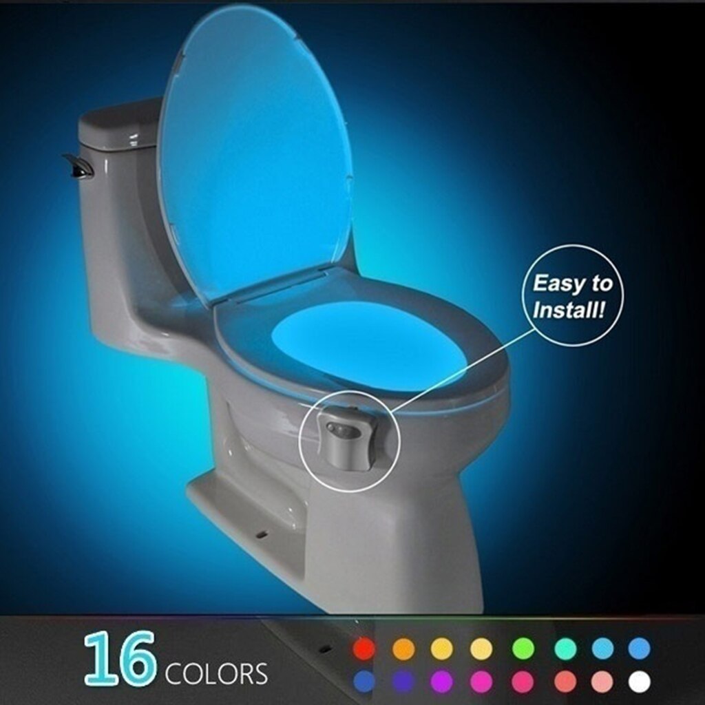 Led toalett bad natt autoaktivert sensor 8- farger /16- farger setelys lampe: 16- farger