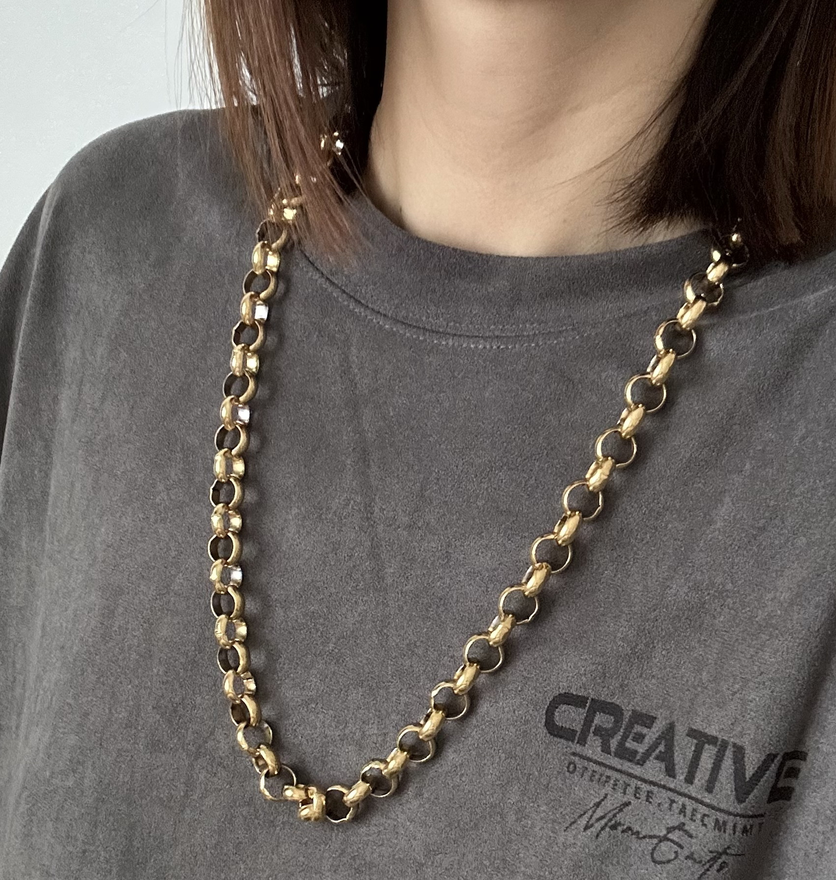 Rvs Rolo Ketting Motorfiets Stijl Armbanden Mode Punk Bangles Sieraden Ketting Armband Voor Mannen: VERMEIL