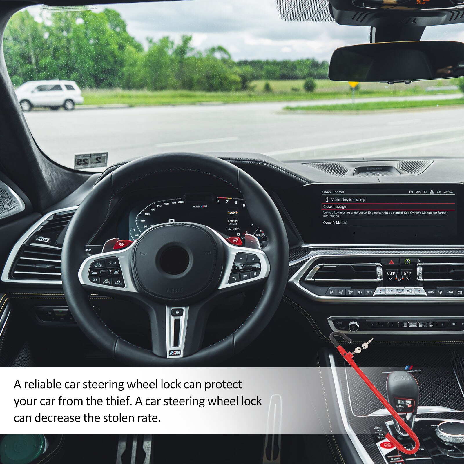 1pc Auto Steering Wheel Lock Retractable Anti-Theft Lock Car Accessories