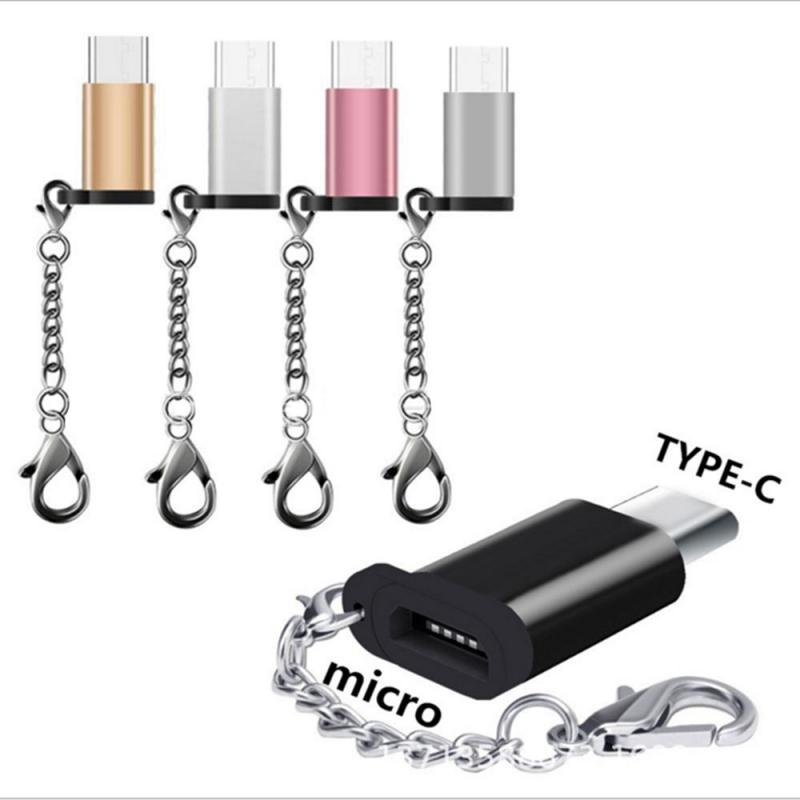 Fast Ship! USB-C To Micro USB Adapter Anti-lost Keychain USB Type-C To Micro USB Convert Connector For Xiaomi Huawei Phone