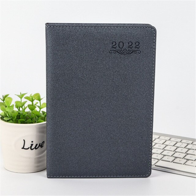 2022 A5 Planner Notebook Writing Notepads Planner Schedule Book Office Accessories Personal Diary Agendas Notebook: grey black