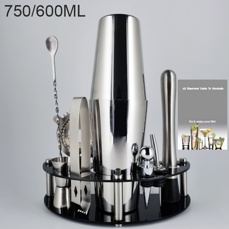 Martini Trinken Boston Edelstahl Shaker Home Bar Werkzeuge 800/750/600/450ml Cocktail Shaker Set bartender Kit Stehen: Silver 750 600ML BL