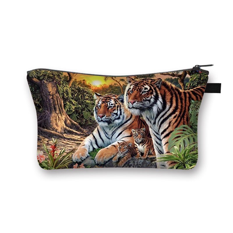 Biały nadruk tygrysa kosmetyczka moda kosmetyczka kosmetyczka torebka na suwak Organizer podróżna kosmetyczka kosmetyczka dziewczyny Mini torebka: shzbtiger10
