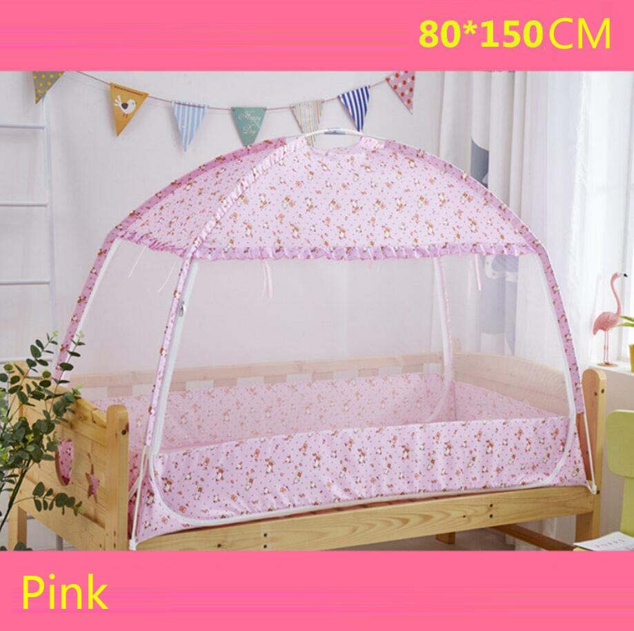 Opvouwbaar klamboe in meerdere maten voor kinderen, zomerluifel voor babybedje, anti-muggentent, mongoolse yurt, klamboe: Roze -80 x 150cm