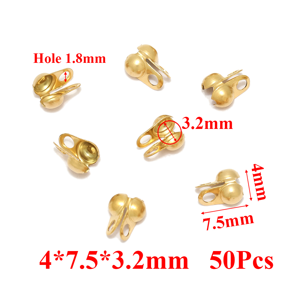 50–100 Stück Gold passend zu Edelstahl Kugelkette Calotte Crimps Perlen Verbinder Endverschlüsse für DIY Armbinde Halskette Herstellung: Zitrone Gelb