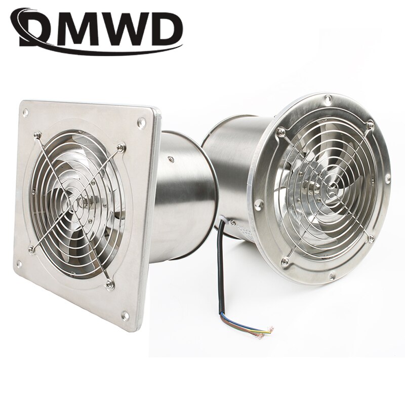 DMWD 6 Inch Stainless Steel Exhaust Fan 6&#39;&#39; Toilet Kitchen Bathroom Hanging Wall Window Duct Fan Air Ventilator Extractor Blower