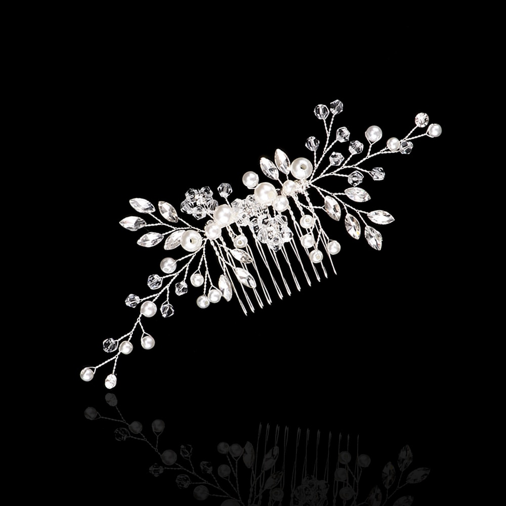 Peines para el pelo de la boda para la novia Cristal Diamantes de imitación perlas mujeres horquillas novia tocado accesorios de la joyería del pelo
