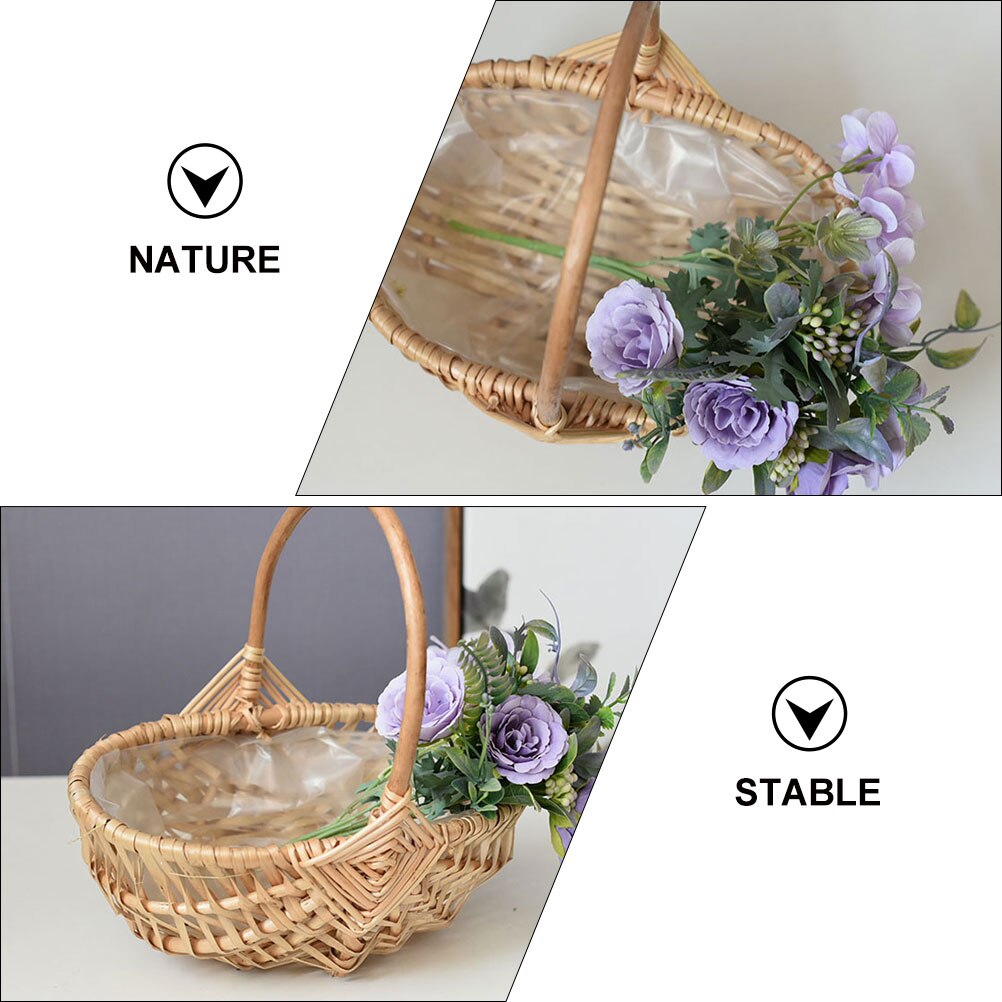 Decorative Flower Basket Portable Wicker Basket Flower Shop Packaging Basket