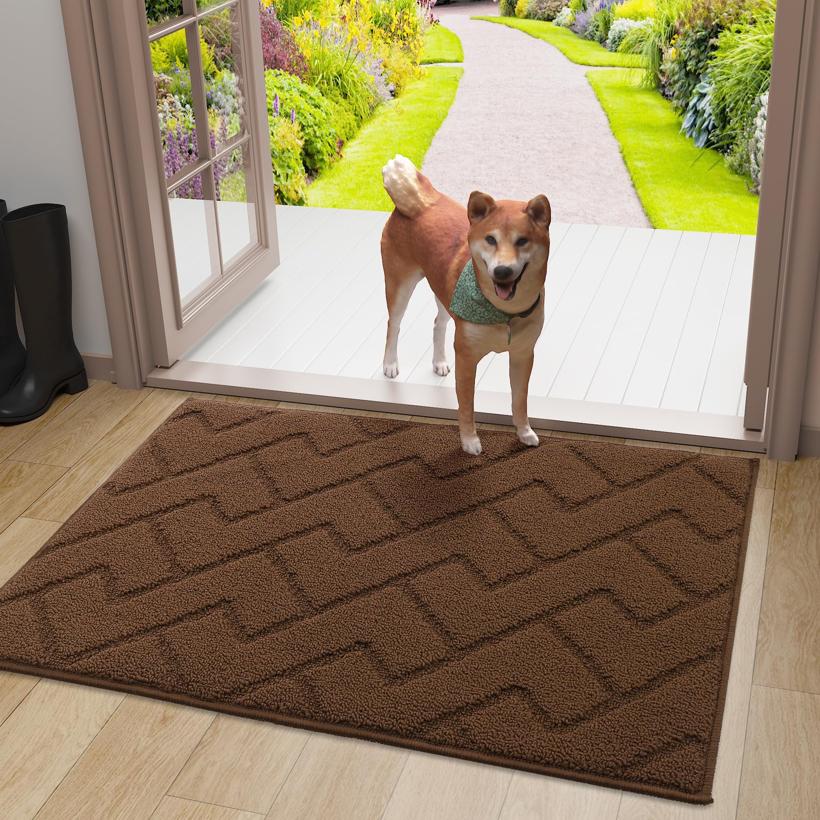 Olanly-Tapete de Porta Impermeável Antiderrapante Interior e Exterior, Welcome Mat para Entrada, Entrada em Casa, Quatro Estações, Livre de Odor: 1200mm x 1200mm / Azul