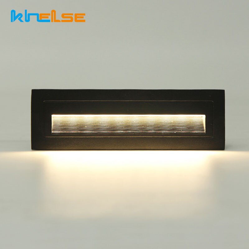 Waterproof Outdoor Embedded LED Stair Lights Rectangle Recessed Buried Step Lamps IP65 Wall Mounted Spotlights Corridor 85-265V