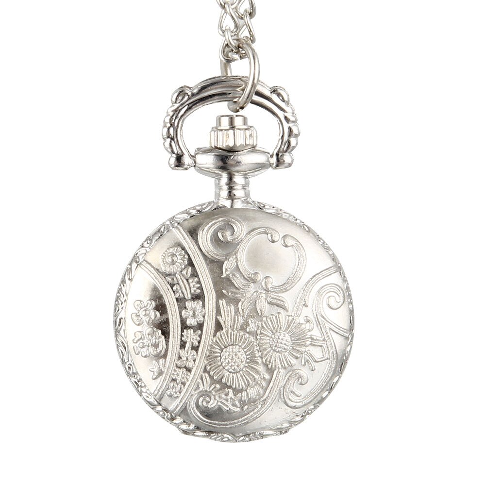 Zakhorloge vintage dames kwarts legering uitgehold bloemen ronde dame meisje trui ketting hanger klok horloge zakhorloge: Default Title