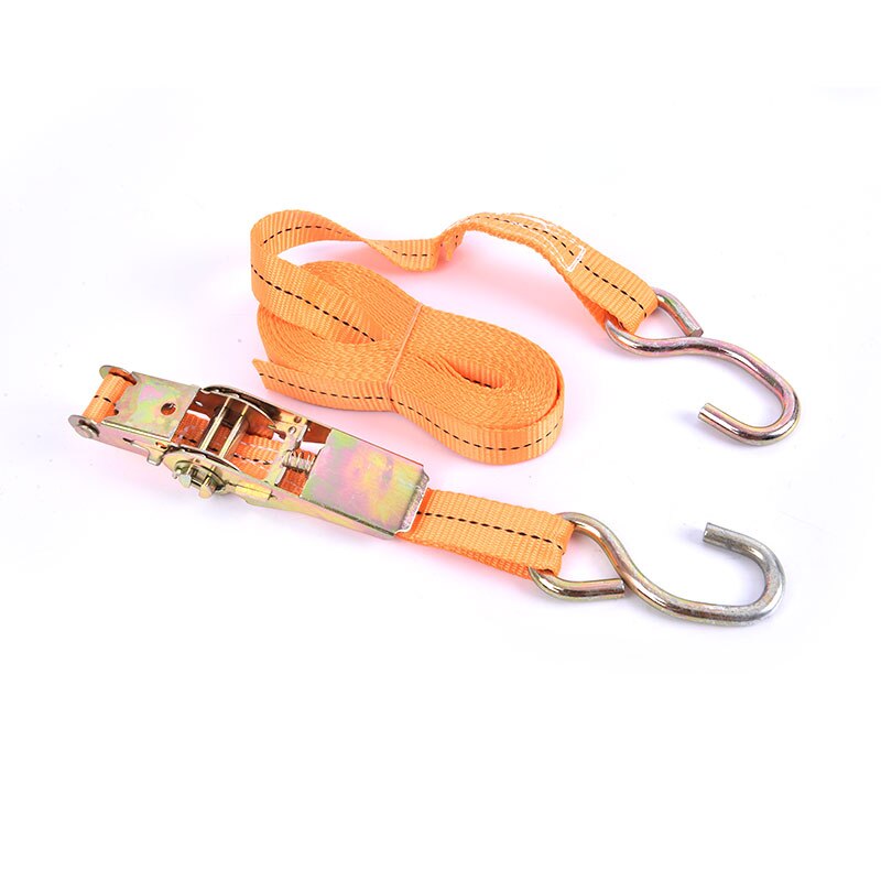 1set Heavy Duty Tie Down Cargo Strap Luggage Lashing Strong Ratchet Strap Belt Orange