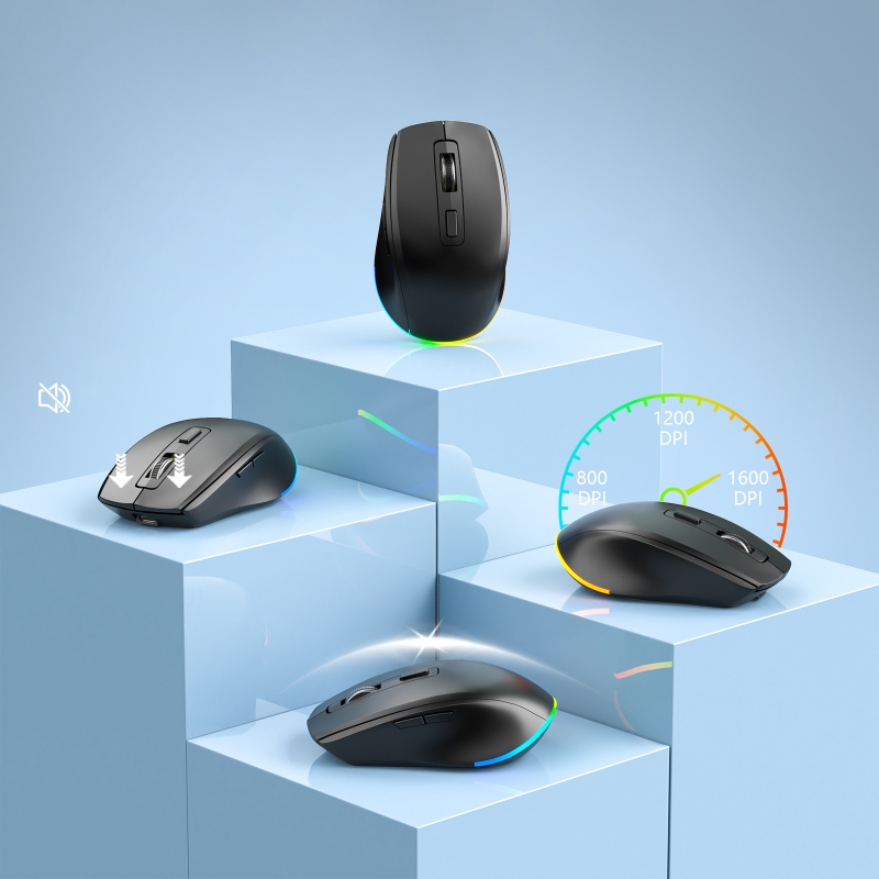 2,4 G kabelloses Tastatur-Maus-Set mit Tablet-Halter, RGB-Beleuchtung, ergonomische, energiesparende, leise Tastatur für Unternehmen und Büro