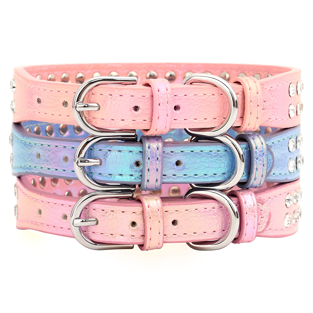 Strass halsband glanzende diamant kat hondenhalsbanden kristal glitter puppy huisdier lederen ketting voor kleine middelgrote honden Chihuahua