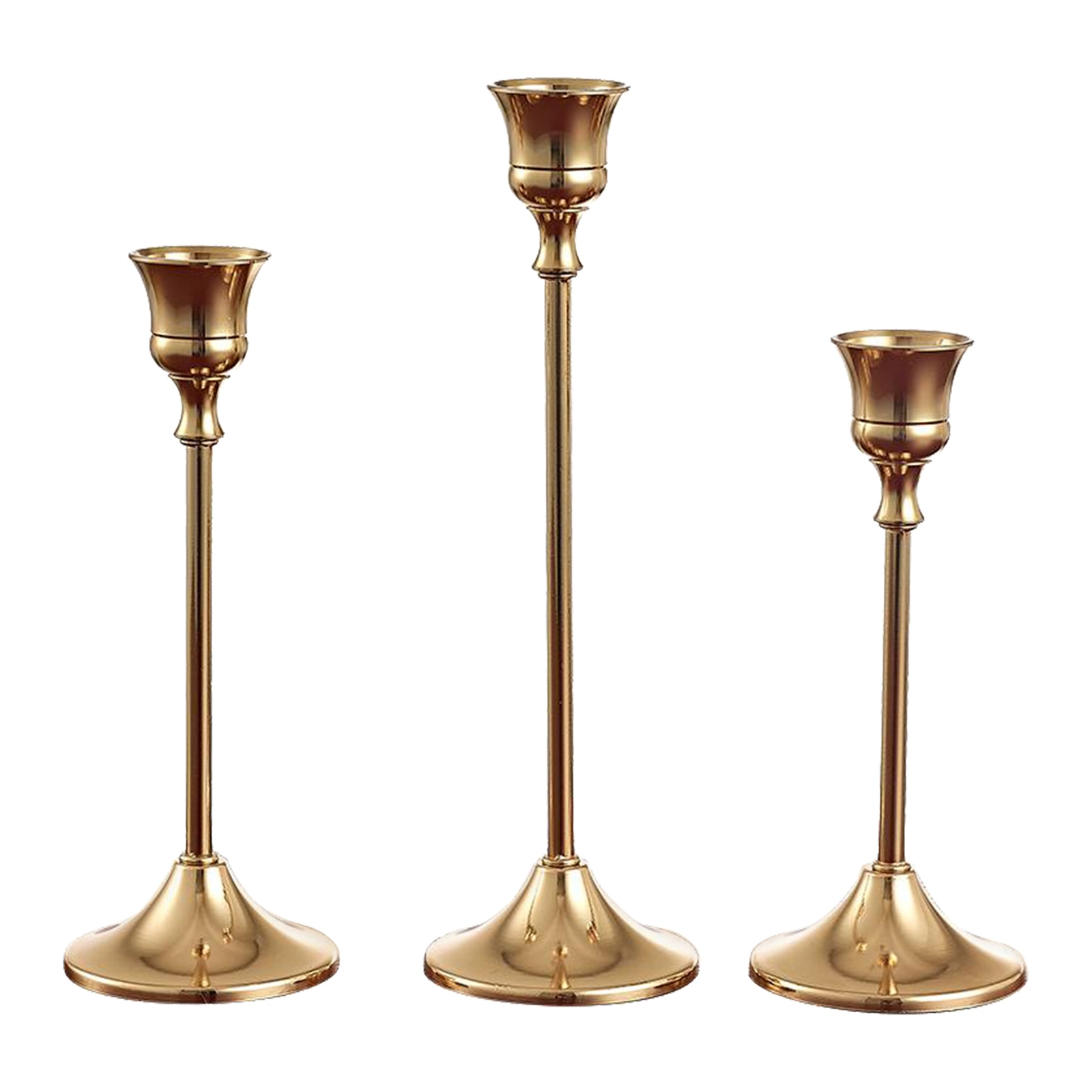 Solid Metal Candlesticks Gold Candle Holders Thin Stem 3 Size to Choose