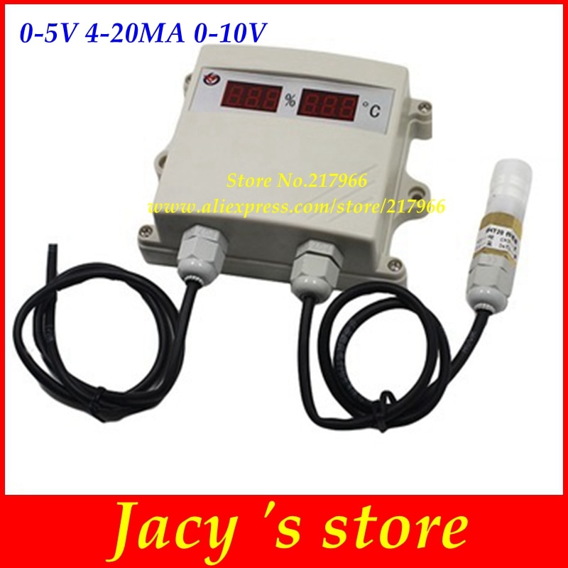 Temperature and humidity transmitter sensor 4-20mA 0-10V 0-5V output digital led display moisture meter waterproof probe