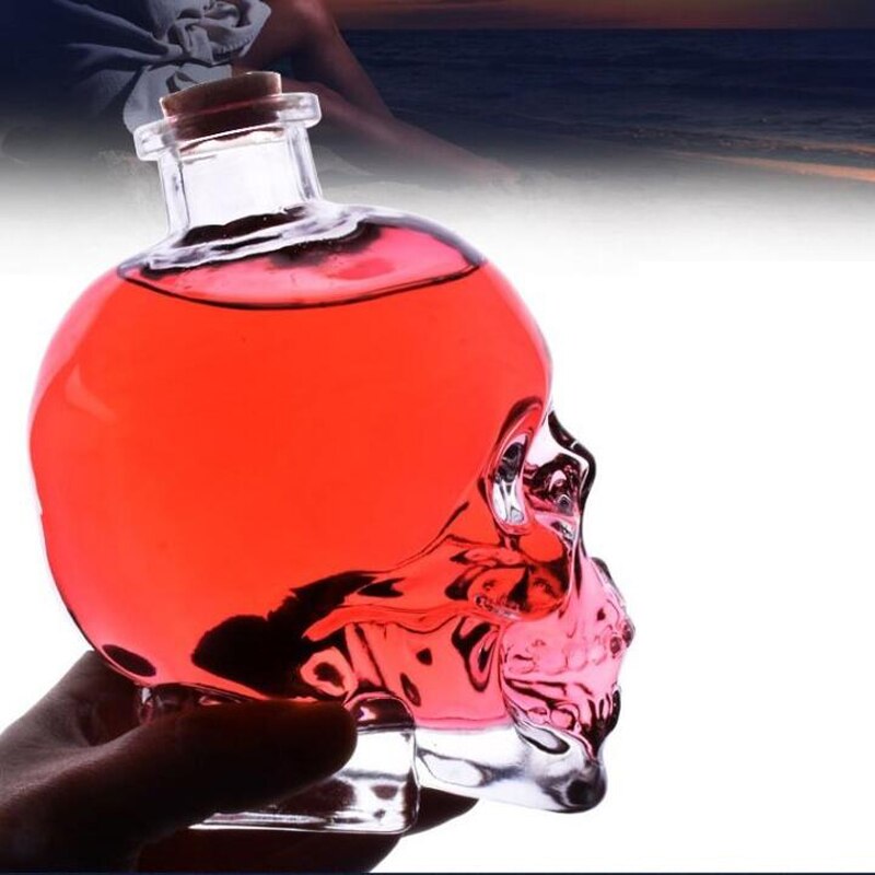 Glas skalle huvud kopp vodka-skott whisky vin te dricka skott flaska karaff drinkbar bar verktyg halloween