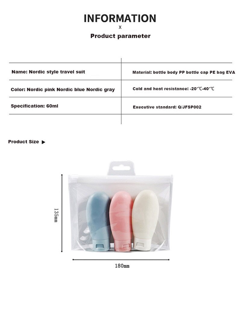 60ml Shampoo Dusche Gel Flaschen Reise Flugzeug Nachfüllbare Flasche Bausatz Tragbare Shampoo Unterteilt Flasche quetschen Mini Lotion Container