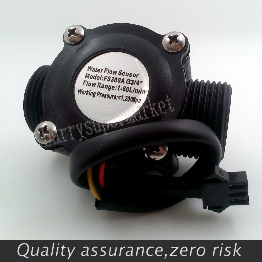 2PCS G3/4" Water Flow Hall Sensor Switch Flow Meter Flowmeter Counter 1-60L/min