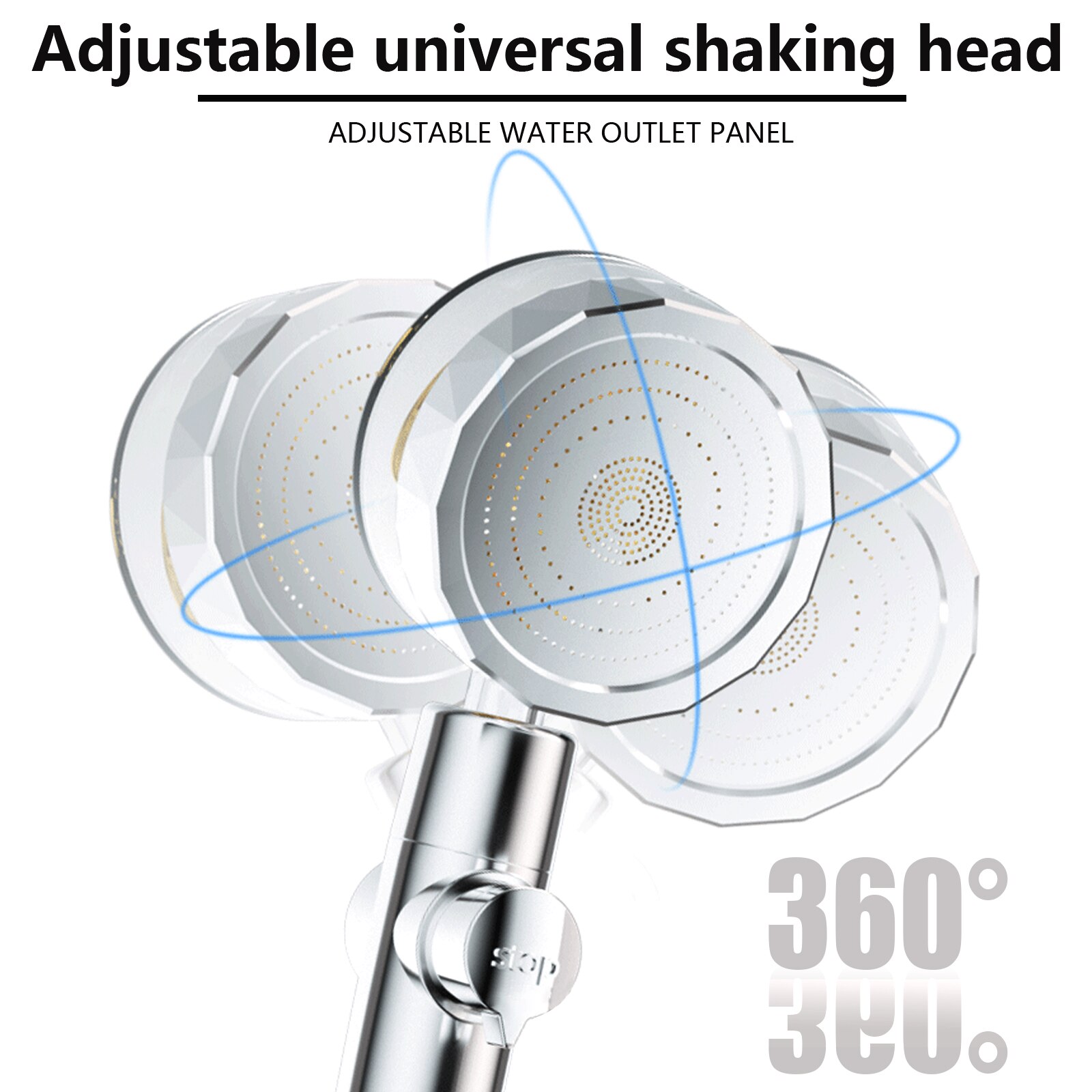 8Pcs Neerslag Turbo Douchekop Set Hoge Druk Regendouche Gedraaid Turbocharged Douche Met Ventilator 5 Filter Slang rack