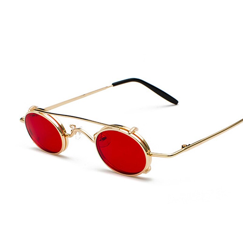 FS YURI YUAN retro rot Linse Steampunk Sonnenbrille Männer Kleine Größe Metall Rahmen Oval Gläser Doppel Objektiv Abnehmbare Punk Sonne gläser: C9