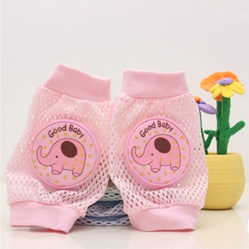 Baby Knee Pads Cartoon Baby Safety Crawling Elbow Cushion Toddlers Knee Pads Protective Gear: Pink-Elephants