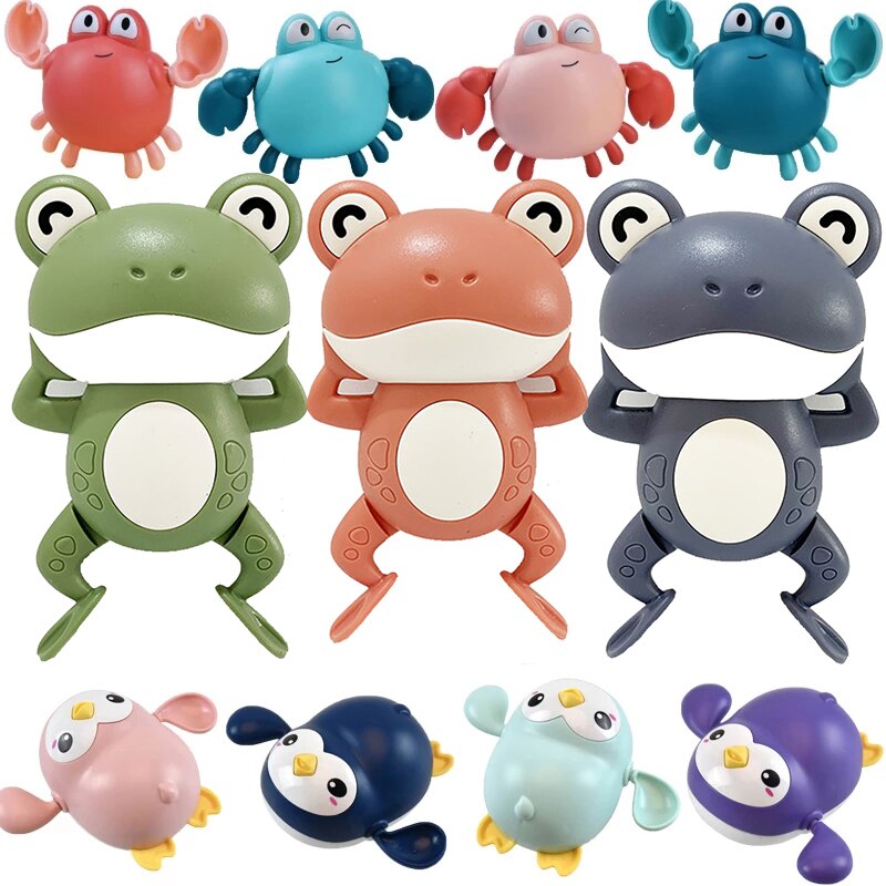 Baby Bath Toys Water Chain Clockwork Cute Cartoon Animal Crab Frog Classic Infant Swim Water Toys For Children