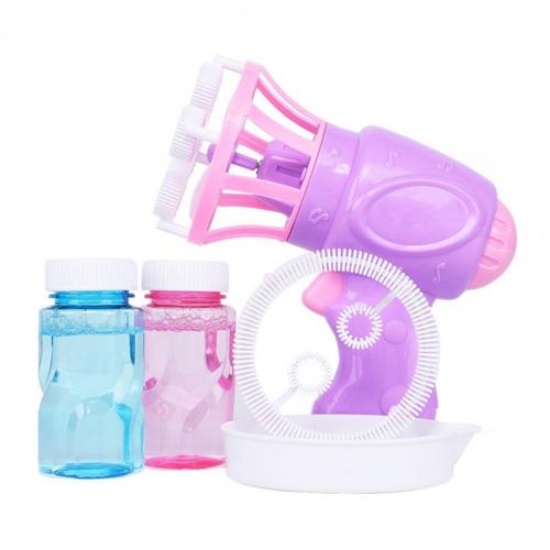 Bubble Blower Electric Long Lasting Plastic Double Bubble Blower Fan for Kids: Purple