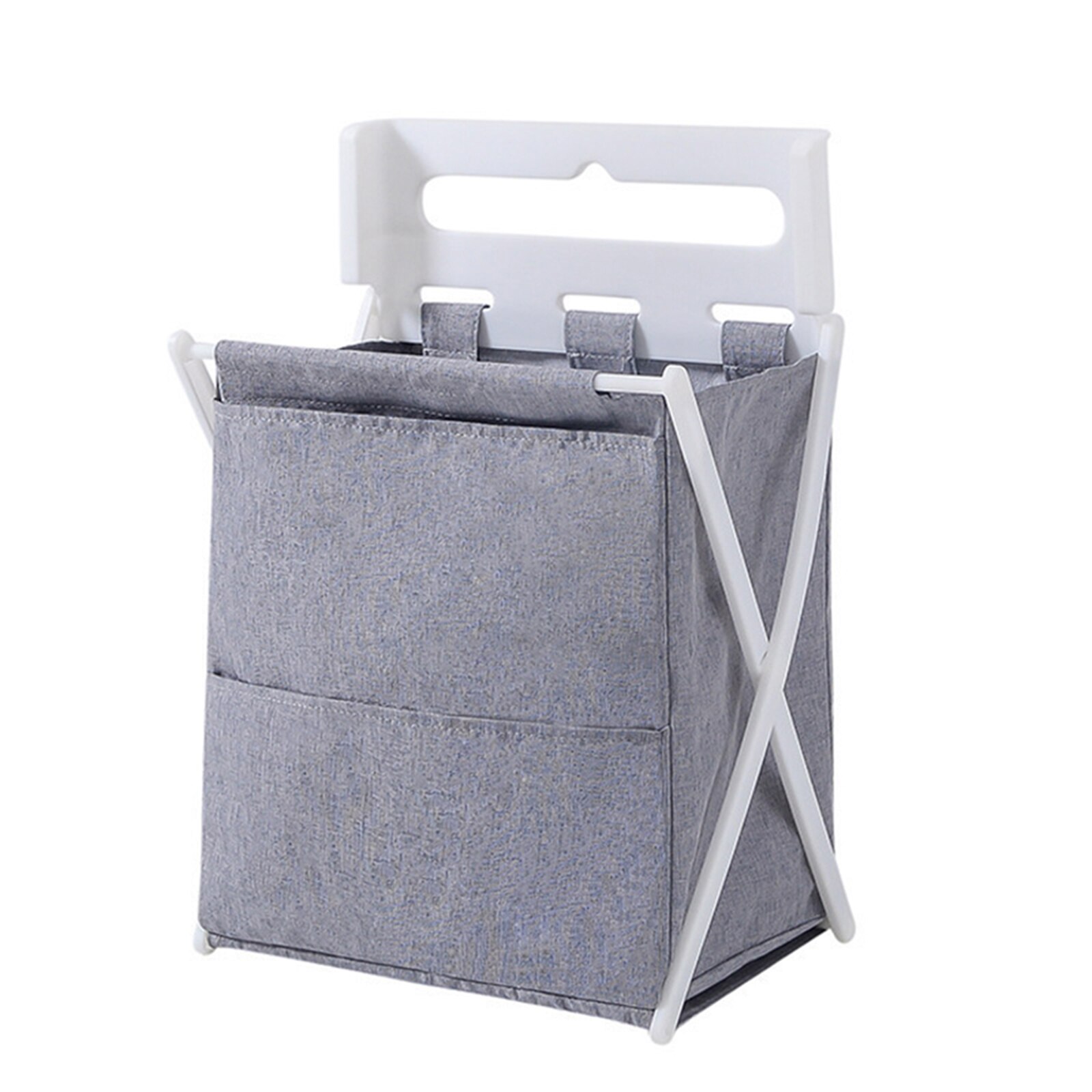 Wall Mounted Laundry Organizer Bag Foldable Washable Laundry Basket Home Clothes Storage Hamper @LS: light gray