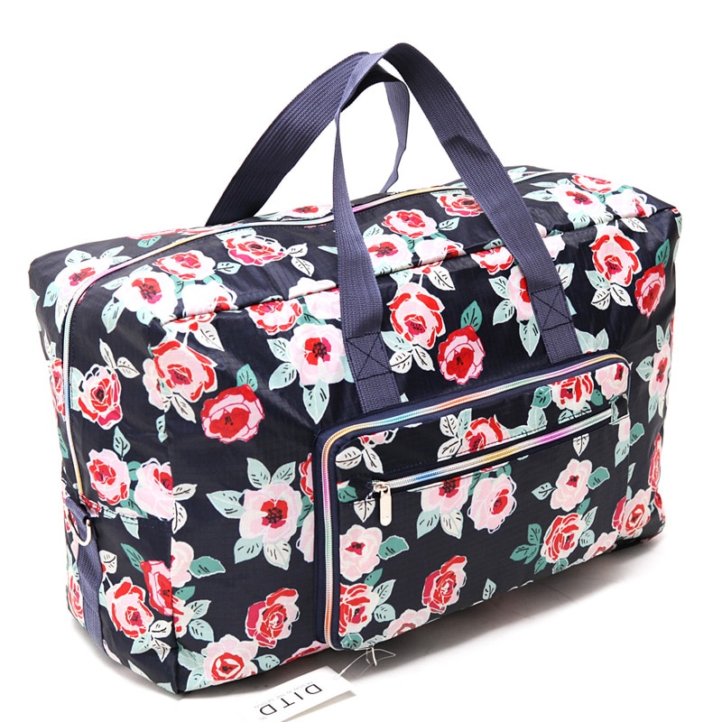 Bolso de viaje plegable con estampado de dibujos animados para mujer, bolsa de viaje de gran capacidad, impermeable, con estampado de perro, portátil, para acampar