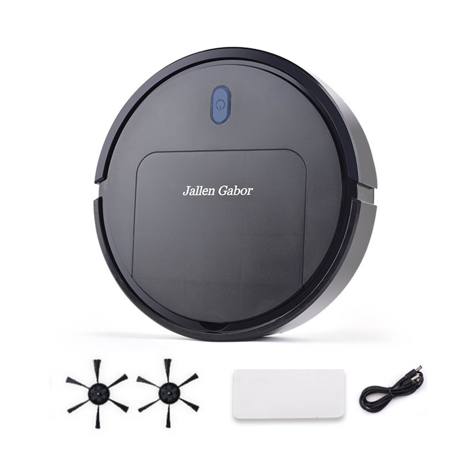 25cm Smart Sweeping Mopping Robot Vacuum Cleaner For Home Cordless Washing USB Rechargeable 120 Mins Runtime: Black