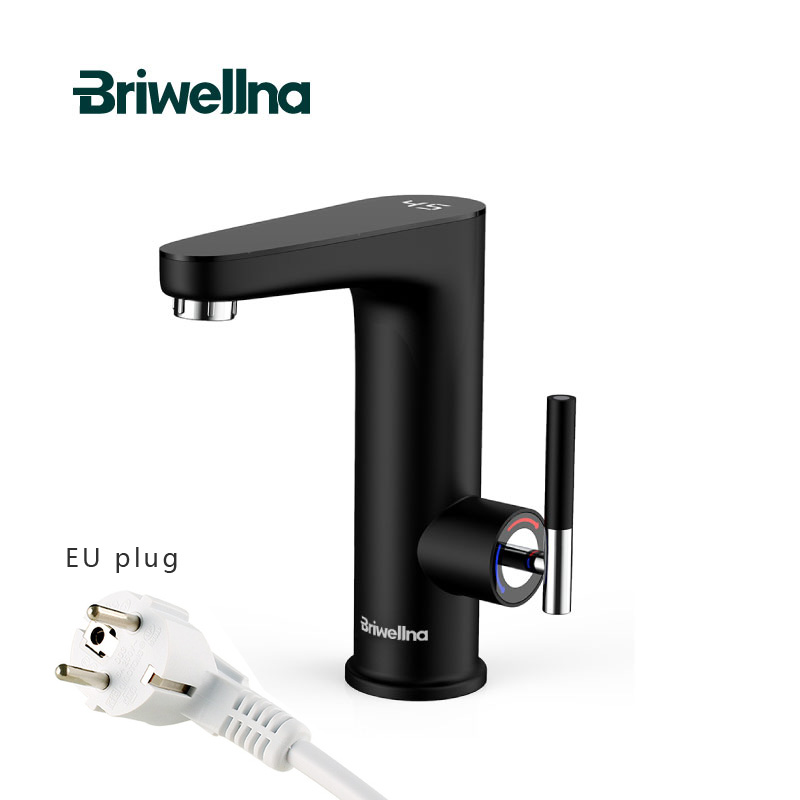 Briwellna calentador de agua eléctrico 220V grifo de cocina Geysers sin tanque grifo calentador grifo de calefacción calentadores instantáneos Robinet: Negro