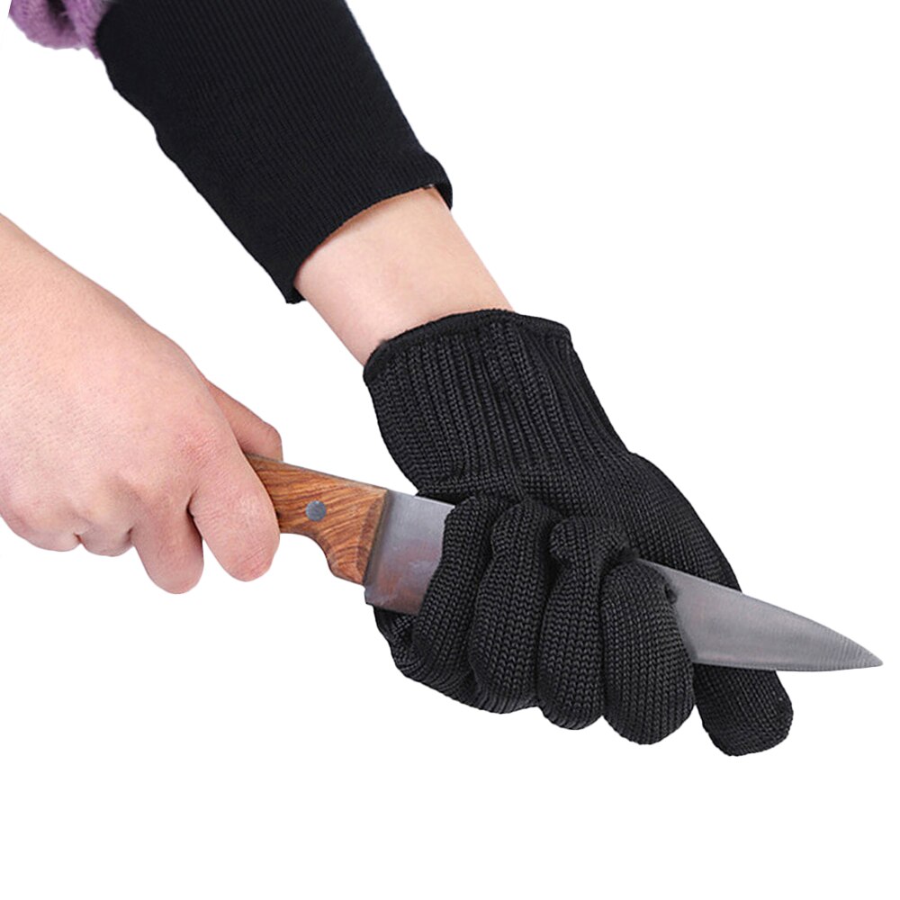 Black Metal Anti-Cut Gloves Level 5 Stainless Steel Wire Safety Kitchen Butcher Working Gloves Cut Fish Meat Protection Fingers